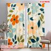 2pcs,2D Plane Printing Creative Curtains Retro Floral Blooms Polyester Fabric (without Rod) Versatile All Perfect for Bedroom,