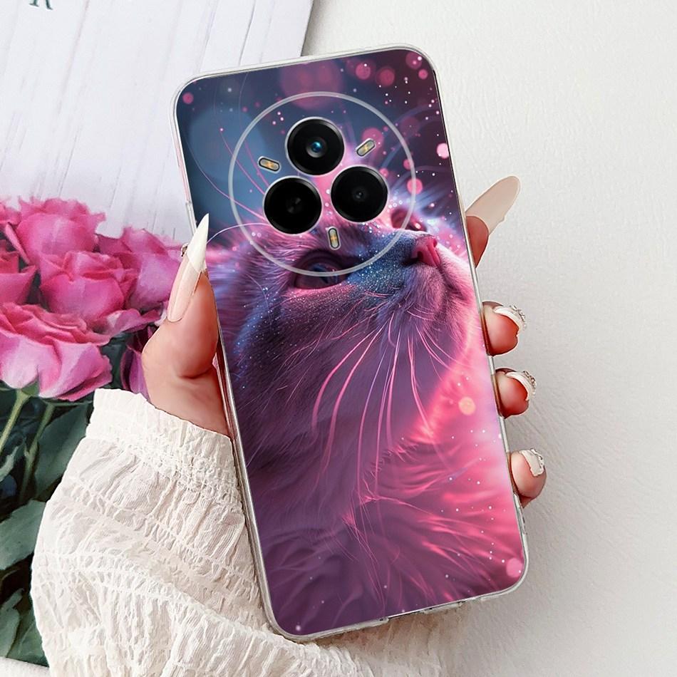 For Realme 14 Pro 14Pro+ Elegant Floral Cat Printed Phone Case For Realme 14 Pro Plus 14Pro 5G Soft Silicone TPU Cases