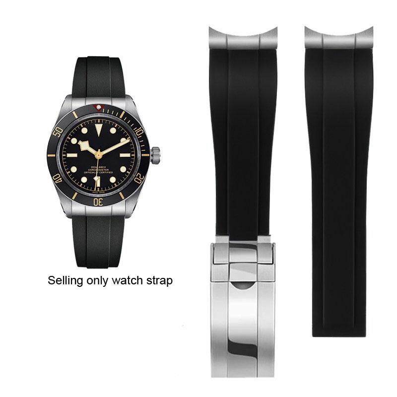 Miękki Gumowy Pasek do Tudor 39mm 1958 BB58 Black Bay Panda Pro Black Shield Pasek do Zegarka Stalowy Złącze Końcowe Bransoleta 20mm 21mm 22mm