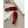 Sheepskin~ Za New Red Leather Cat and Flip-flops for Women In Summer, Wearing Slippers with High Heels and Cool Slippers.