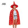 Breathable Holiday Performance Cape Kids Wizard Cloak with Hat for Boys Girls, Halloween Witch Star Pattern Costume Prop Party Cosplay Outfit,