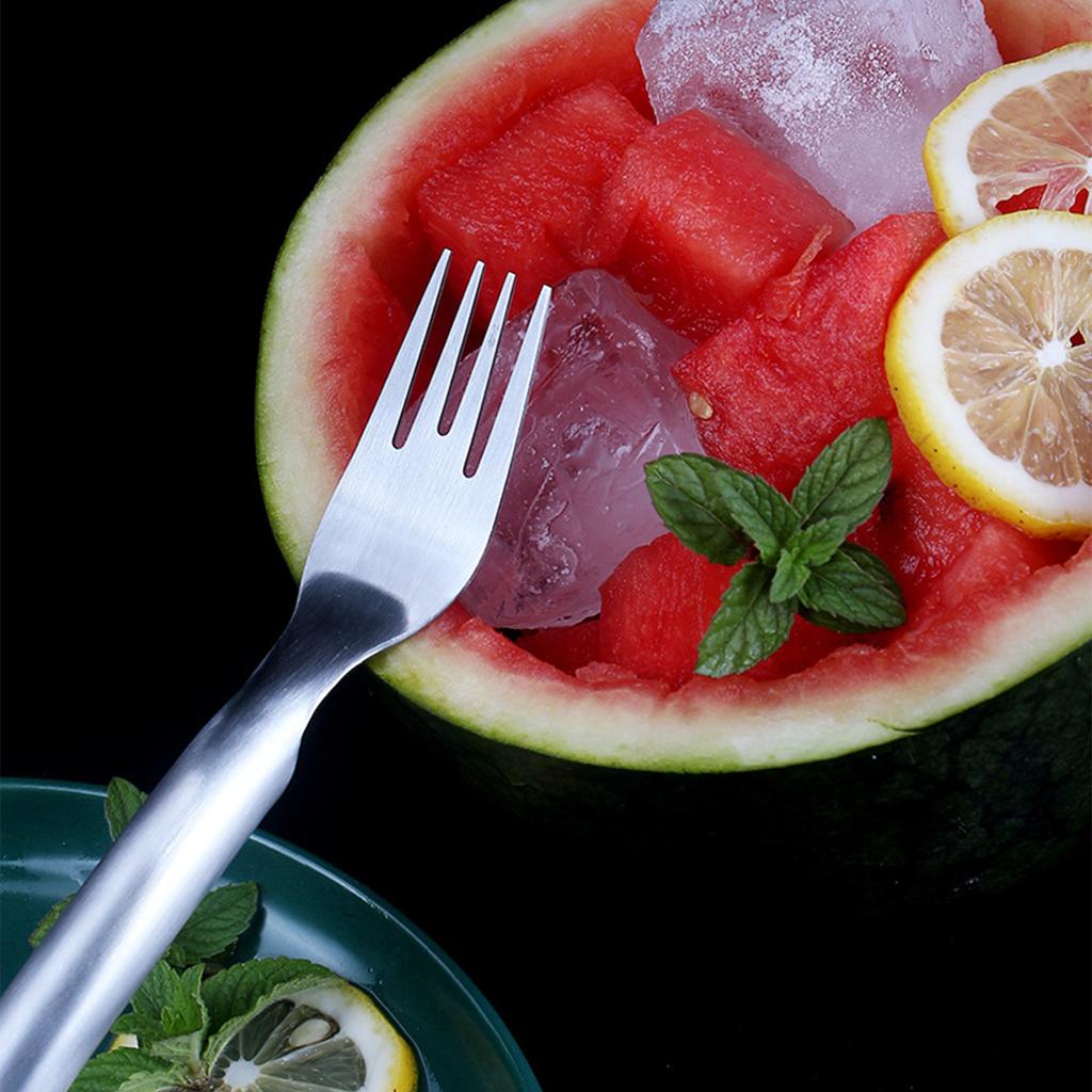 Wassermelonen-Gabel Edelstahl Obstschneidegabel Tragbarer Doppelkopf Sommer Wassermelonenschneider