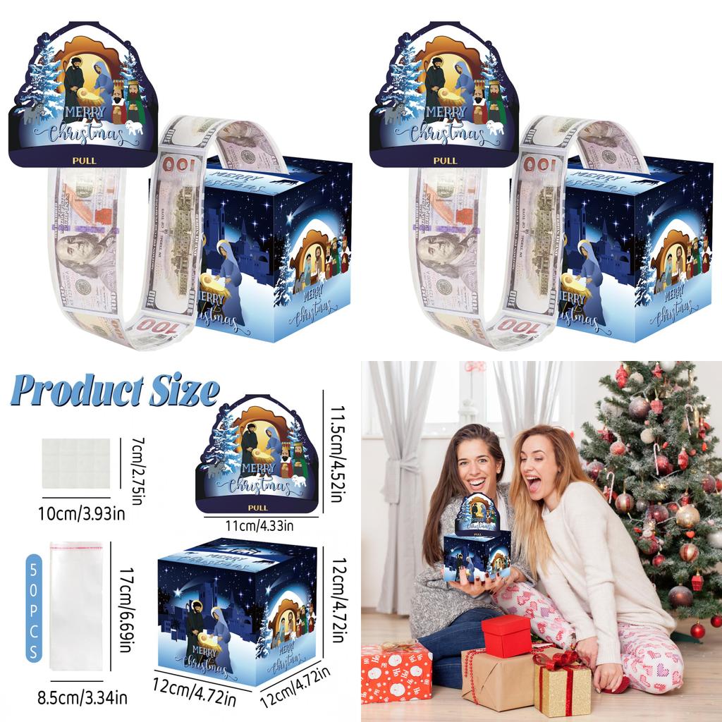 Jesus Christmas Scene Paper Money Box For Festive Party And Celebration Decor