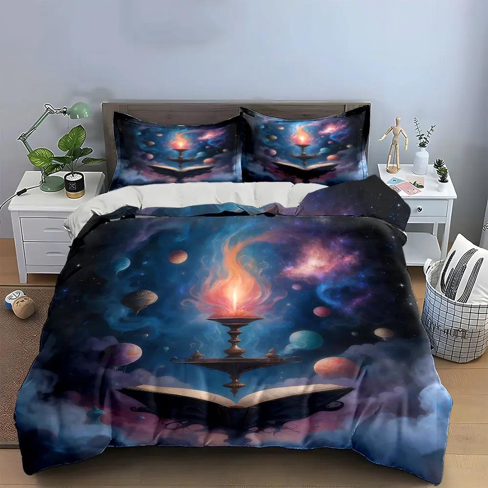 Mystical Book and Candle Set Soft Comfortable Duvet Cover Bedding Set Included 1*Duvet Cover & 2*Pillowcases Gift