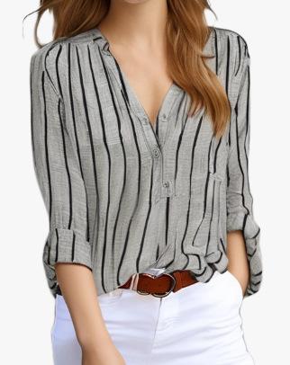 Women s Loose Fit Casual Striped Print Shirt Long Sleeve Button Down Blouse Lightweight Comfortable Fabric XXXXXL
