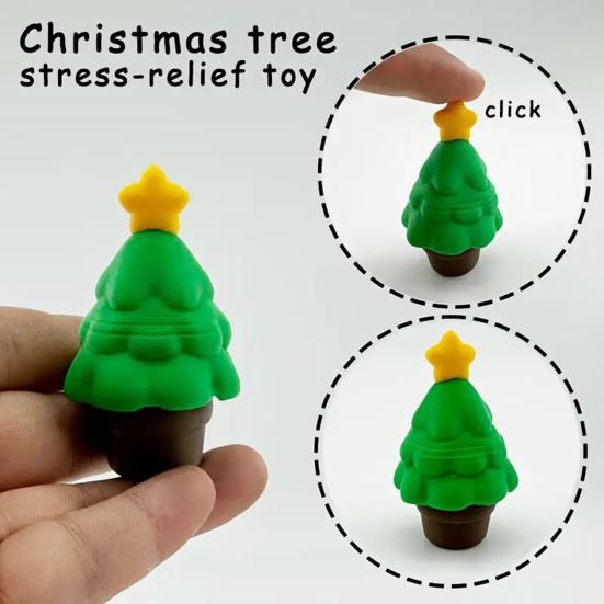 Yousheng 1/2/3/4Pcs 3D Printed Christmas Figurine Santa Snowman Star Topper Xmas Tree Gift Box Statue Holiday Party Decoration Ornament