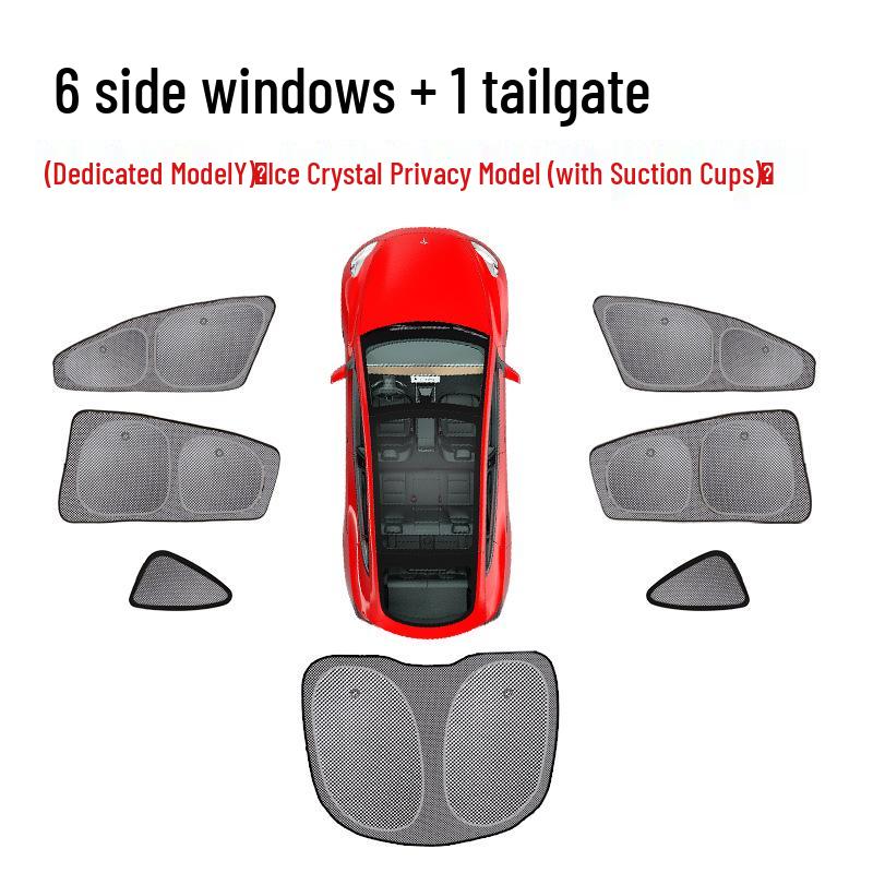 Tesla Model 3/Y Sunshade with Suction Cup - Ice Crystal Opaque Side Window Protection
