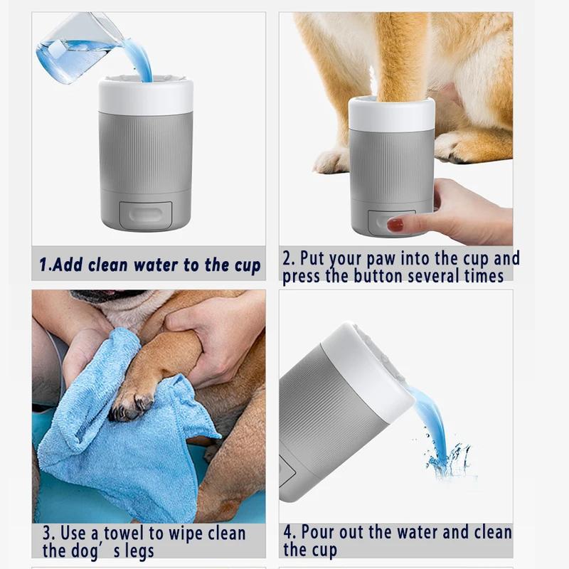 Semi-Automatic Pet Foot Washing Cup Portable Dog Paw Cleaner Soft Silicone Bristles for Small Dogs
