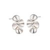 Geometric Pleated Milk Tea Flower Earrings for Women 2024 New Popular Lotus Leaf Edge Earrings