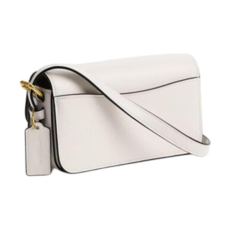 Coach Solid Color Simple Cow Leather Shoulder Handbag Small Size Women's Off-white