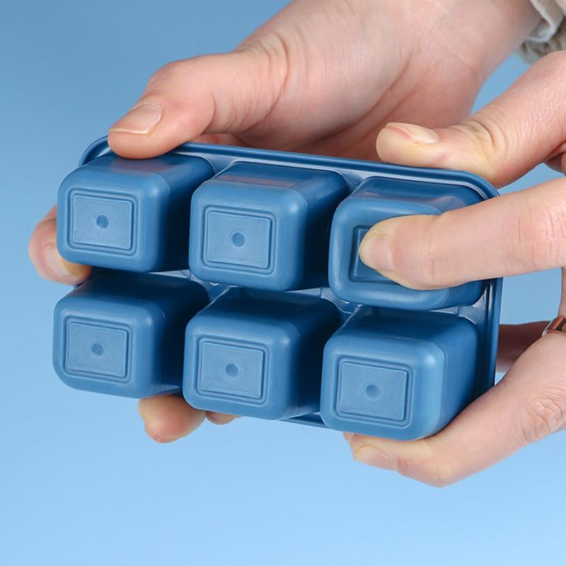 Mini Ice Cube Trays with Lid DIY Summer Drink Baking Mould Square Cake Chocolate 6 Cavity Easy Release Flexible Home