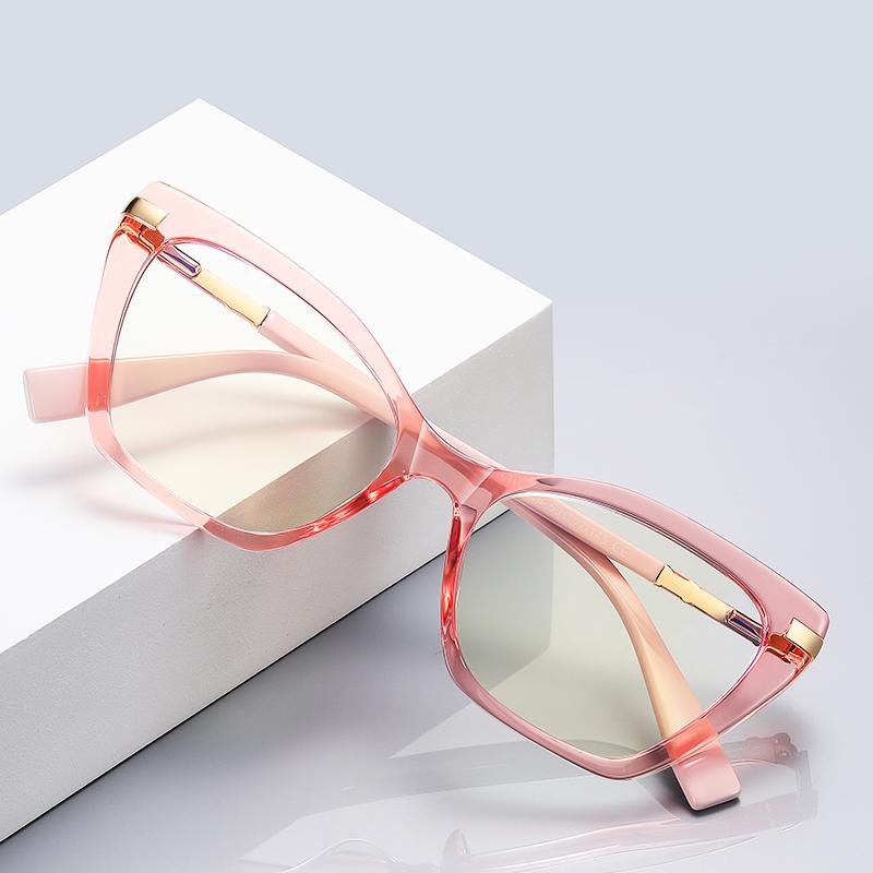 Blue Light Blocking Cat Eye Nearsighted Glasses For Women Spring Hinge TR90 Prescription Spectacles Diopter 0 -0.5 -0.75 To -6.0