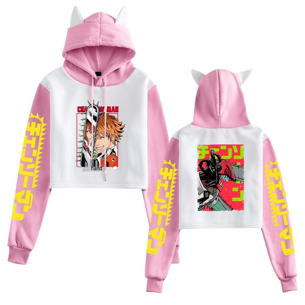 Chainsaw Man Anime Cat Ear Women's Hoodie for Autumn/Winter