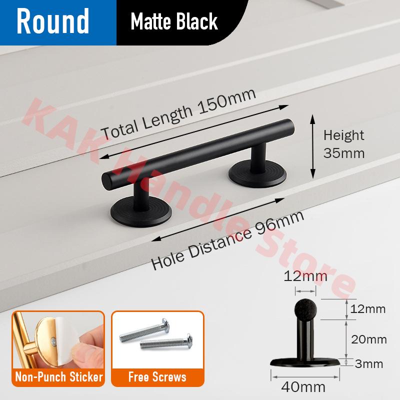 

KAK Black Kitchen Cabinet Handles Self-Adhesive No-Drilling Sliding Door Handle Barn Door Handle Pulls Furniture Handle Hardware