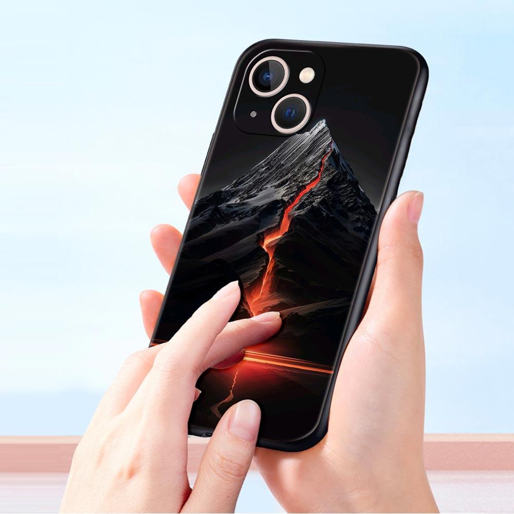 Black Mountain Peak Phone Case Cover for iPhone 17 16 15 14 13 12 11 Pro Max 17 Air Plus Shockproof Soft TPU Shell Fundas Capas