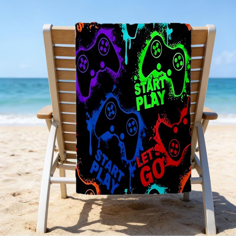 Ultra-Soft Beach Towel with Game Controller Theme,Ideal for Pool - Camping, Diving - Perfect Travel Essential, Vibrant Beach Towel.