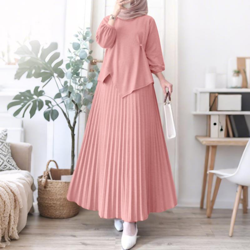ZANZEA Women Long Sleeve Blouse and Long Skirts Casual Two Piece Suit Sets