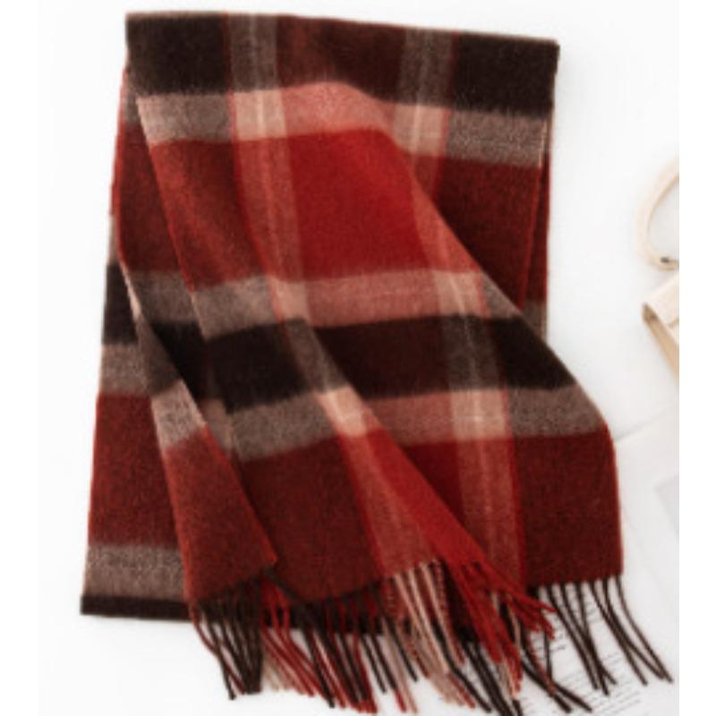 Thickened Autumn and Winter Plaid Wool Scarf Atmosphere Women's Versatile Warm Wool Wool Scarf Comfortable Shawl