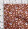 oneOone Cotton Flex Orange Fabric Kalamkari Traditional Sewing Material Print Fabric By The Yard 40 Inch