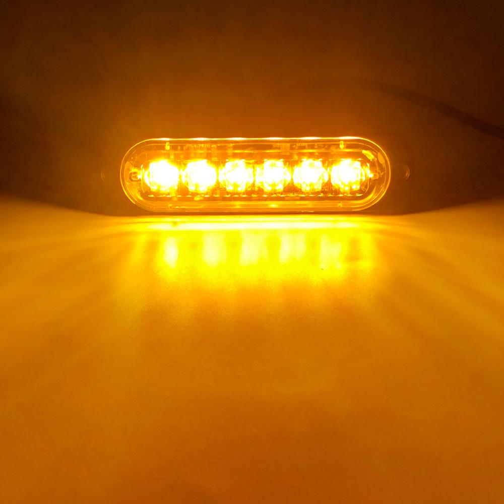 6 Led Car Strobe Warning Light Truck Flashing Strobe Emergency Grill Light White Blue Red Yellow Beacon Lamp Police Lamp 12V 24V