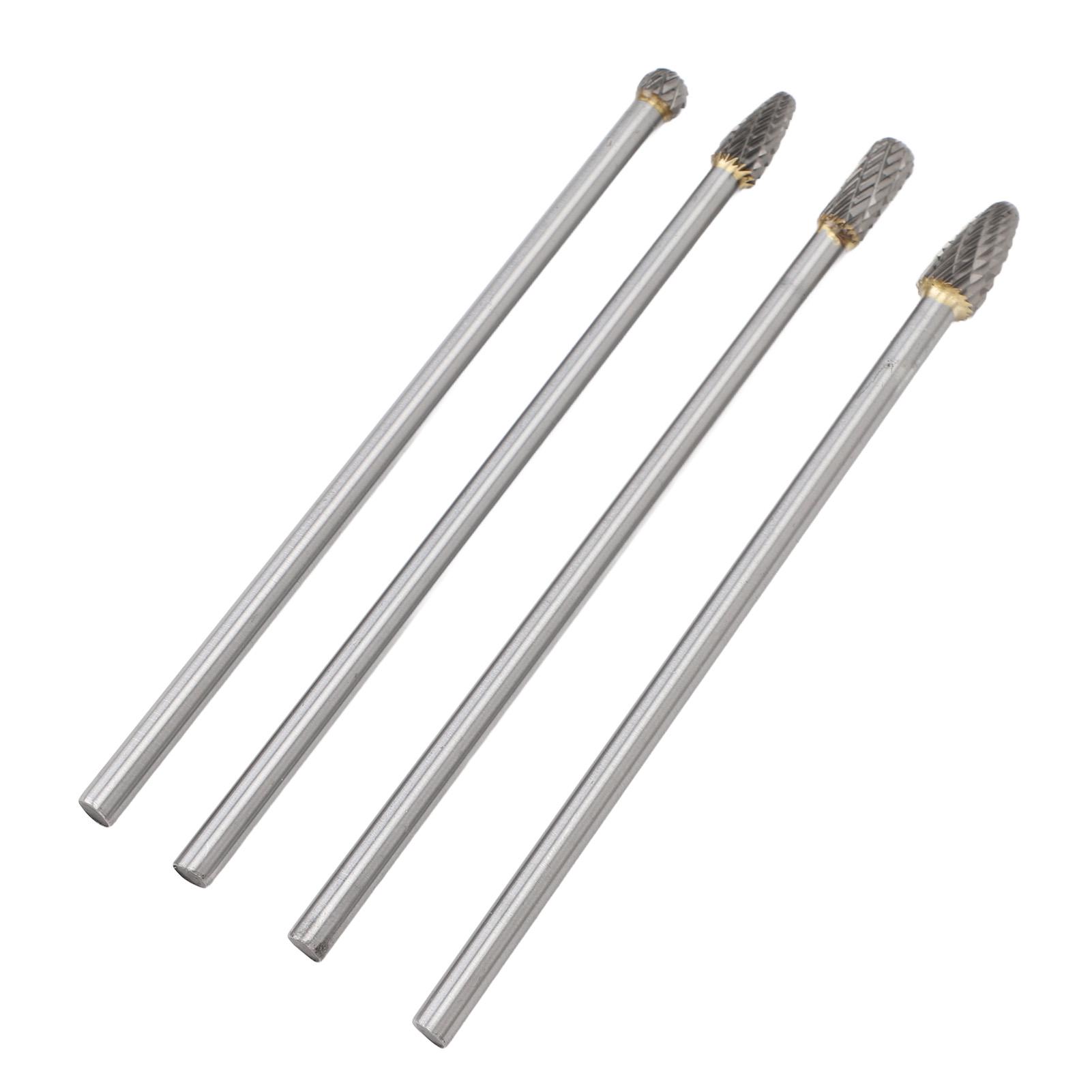 

Набор из 4 штук твердосплавных борфрез из вольфрамовой стали 6 мм подходит для роторного инструмента, высокая эффективность, подходит для