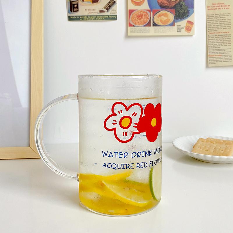 Skleněné šálky 1000 ml s víčkem a slámkou Roztomilé hrnky na kávu Velké sklenice na nápoje Voda Čaj Korejský mléčný džus Pivní šálek