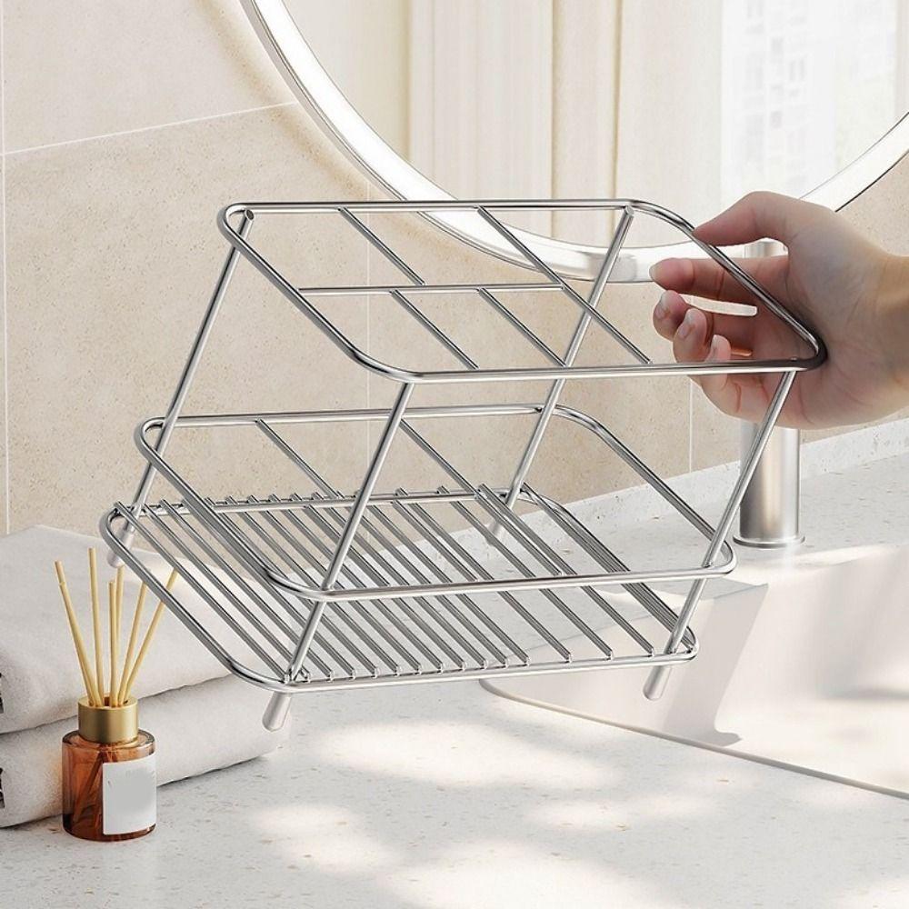 Stainless Steel Toothpaste Holder Multi-slot Toothbrush Toothpaste Shelf  Makeup Brush