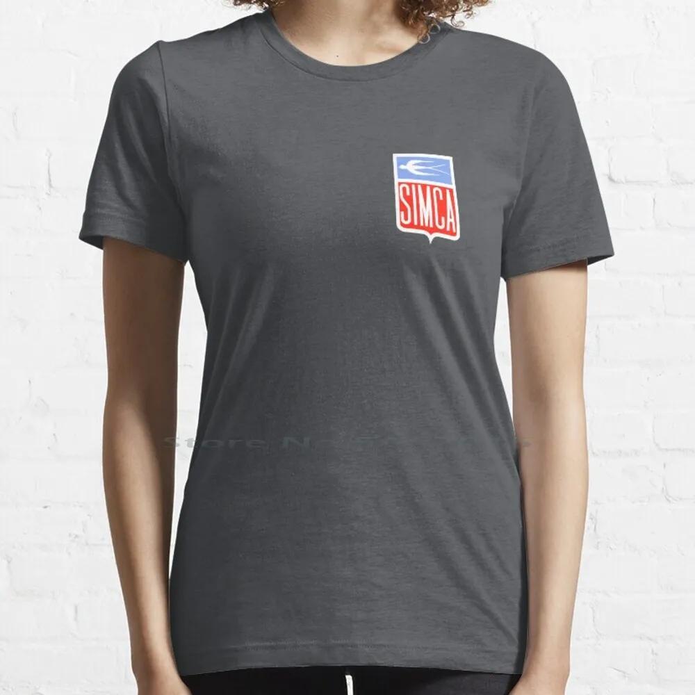 Simca-Emblem T Shirt 100% Cotton Simca Logo Emblem France Car French Classic Historic Old Europe Talbot Short Long Sleeve Tee
