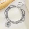 1 fashionable and elegant three-dimensional flower pendant, double-layer stacked tassel women's ankle chain