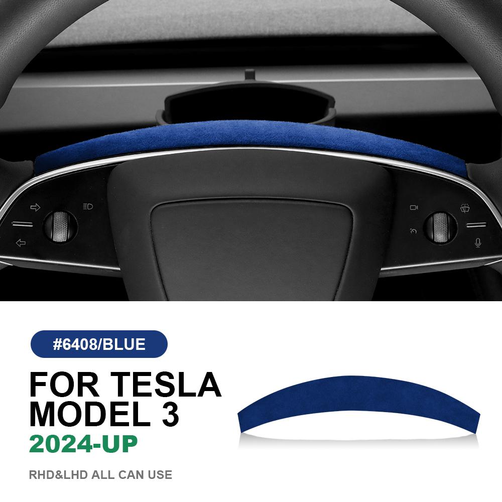 

Italian Top Suede for Tesla Model 3 Highland 2024 Model Y Juniper 2025 2026 2027 Steering Wheel Trim Protect Sticker Accessories For Model 3 Highland
