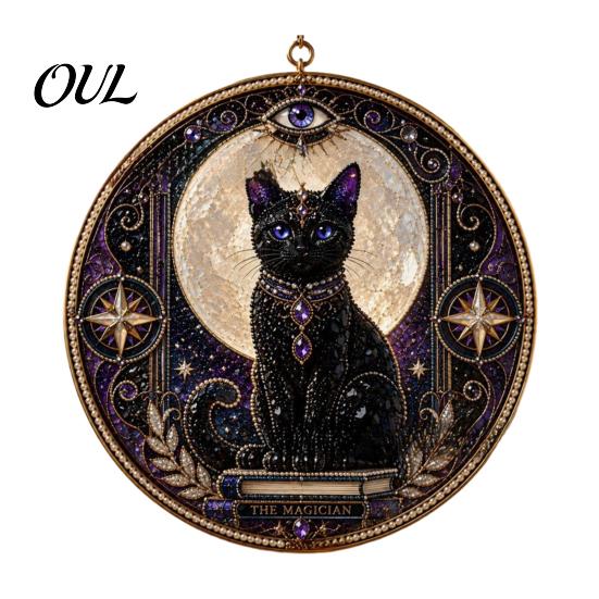 Cute Animal Decoration Black Cat Diamond Art Kits for Adults Beginners, DIY Material Package, Healing Craft Hobby Painting Set Home Wall Decor