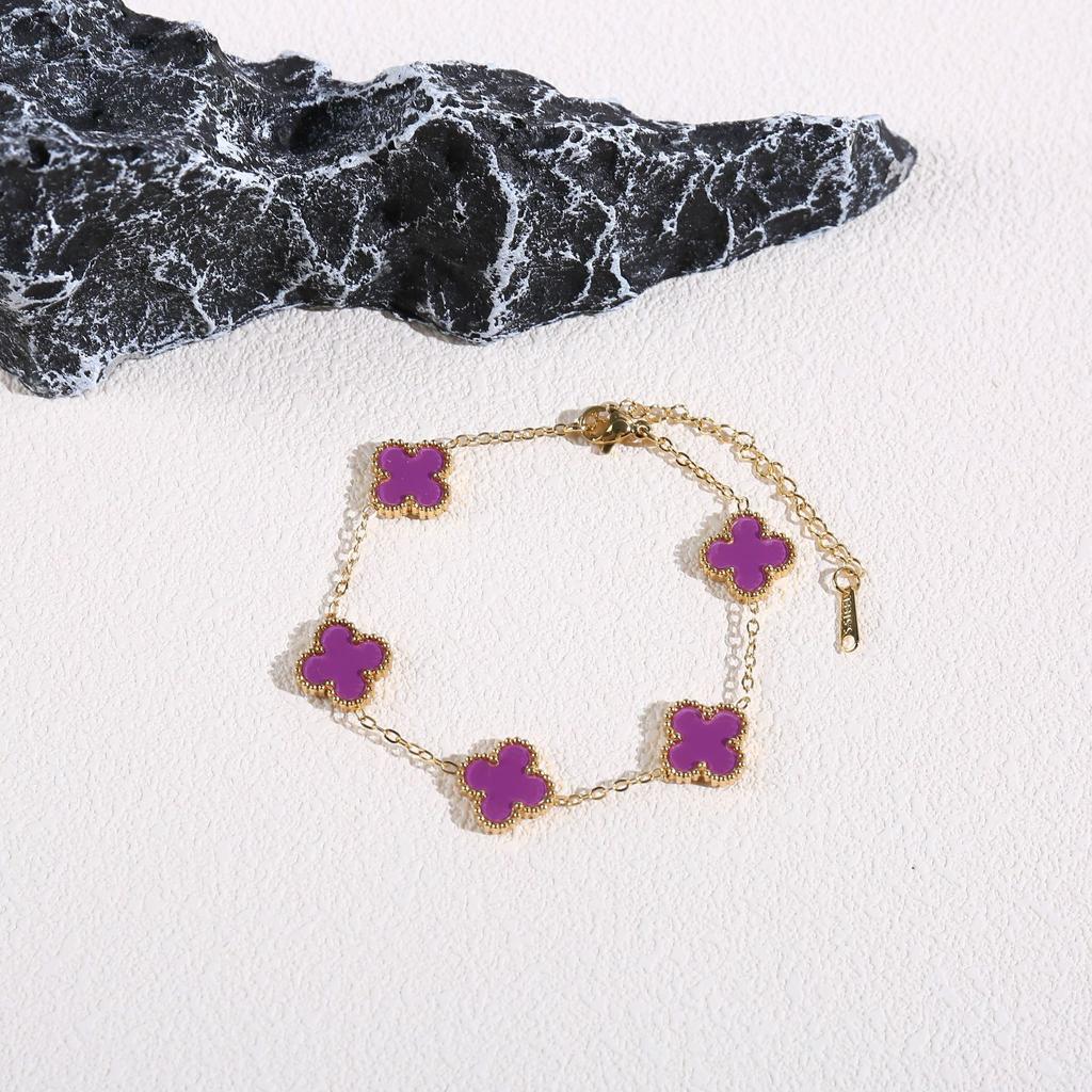 Five Flowers and Four Leaf Clover Women's Bracelet, Light Luxury, High Luxury, Lucky Grass Head Accessories