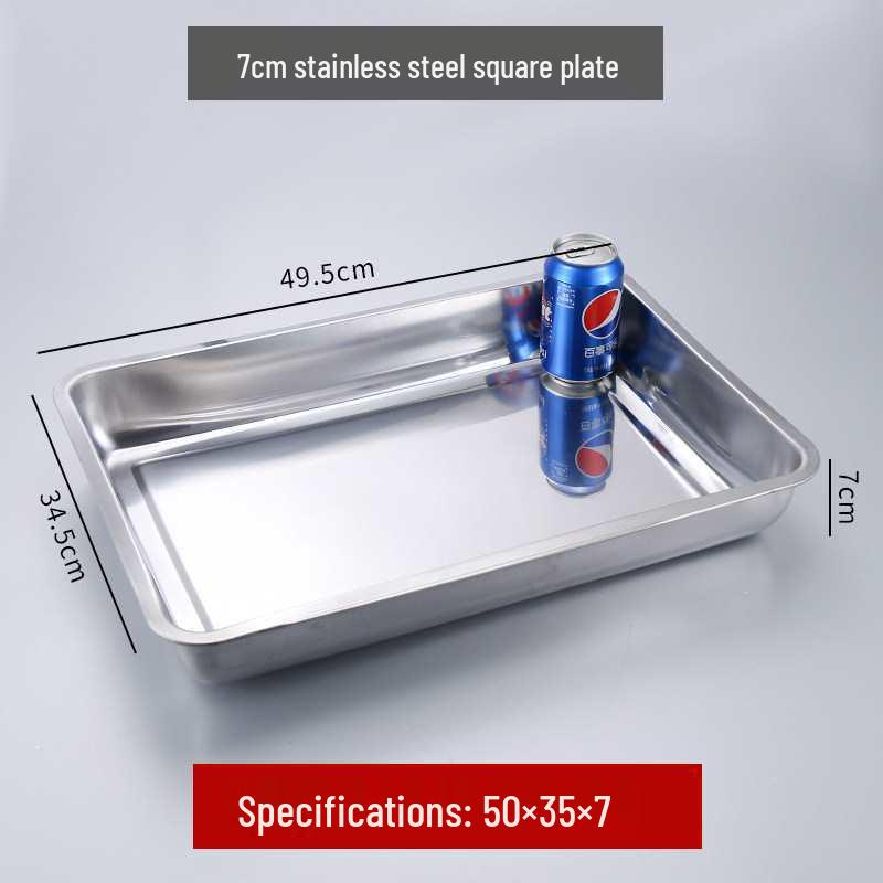 304 Stainless Steel Rectangular Tray for Steamed Fish, Rice, Chee Cheong Fun, and Baking