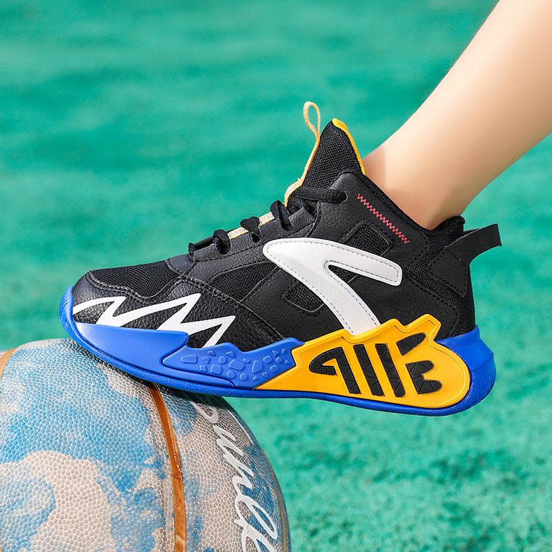 Fashion Design Basketball Shoes For Boys Training Shoes Breathable Mesh Sneakers Kids Platform Non-slip Children's Sports Shoes