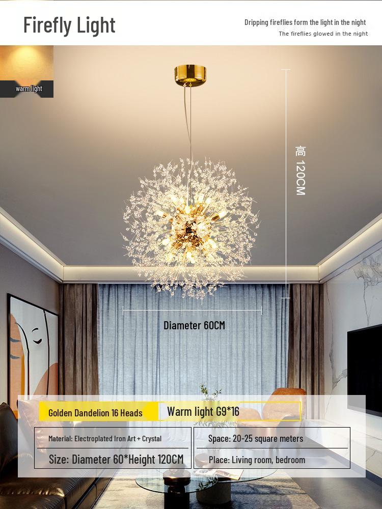 Dandelion Crystal Chandelier: Luxurious Nordic Style Living Room Light