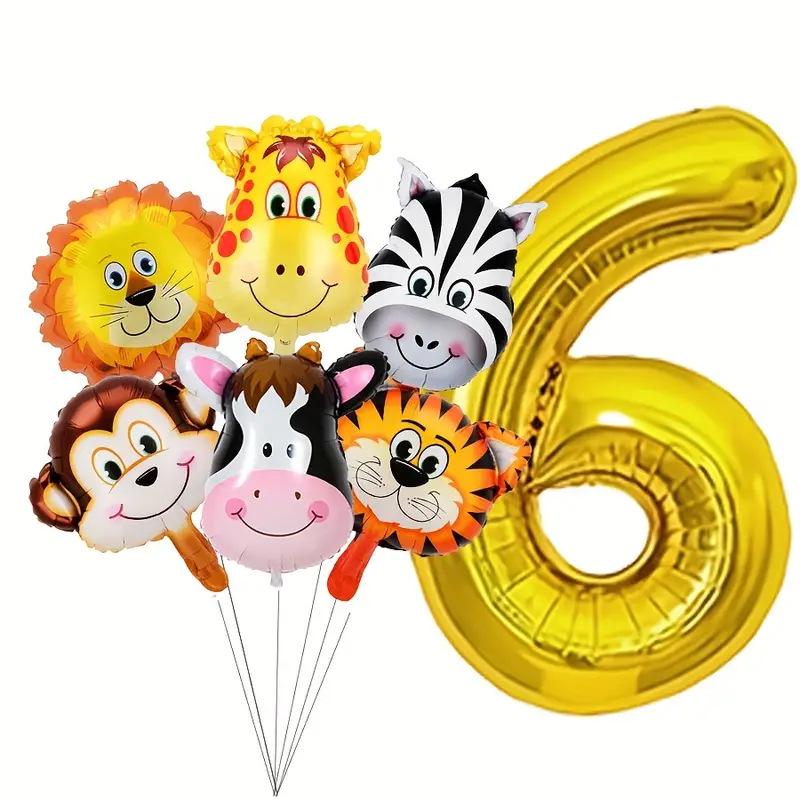 32" Jungle Animals Balloon Set: Tiger, Lion & Zebra Foil Balloons for Kids' Birthday Parties