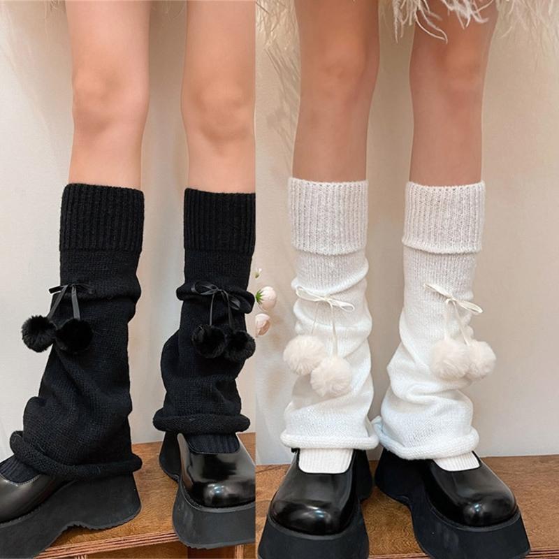 Fashionable Leg Warmer Sleeve Nylon Warm Foot Covers with Lovely Bows Suitable for All Ages