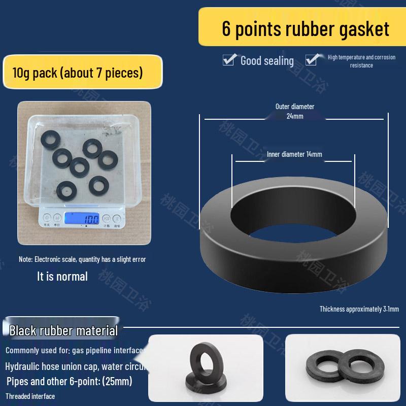 Waterproof Rubber Gasket Pad for Shower Hose & Water Meter - Fits 3/8", 1/2", 3/4", 1" Size Washers