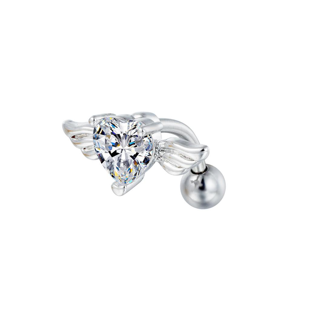 Fashion Zircon Heart Wing Belly Button Ring Niche Body Piercing Jewelry Exquisite Rhinestone Navel Stud For Women