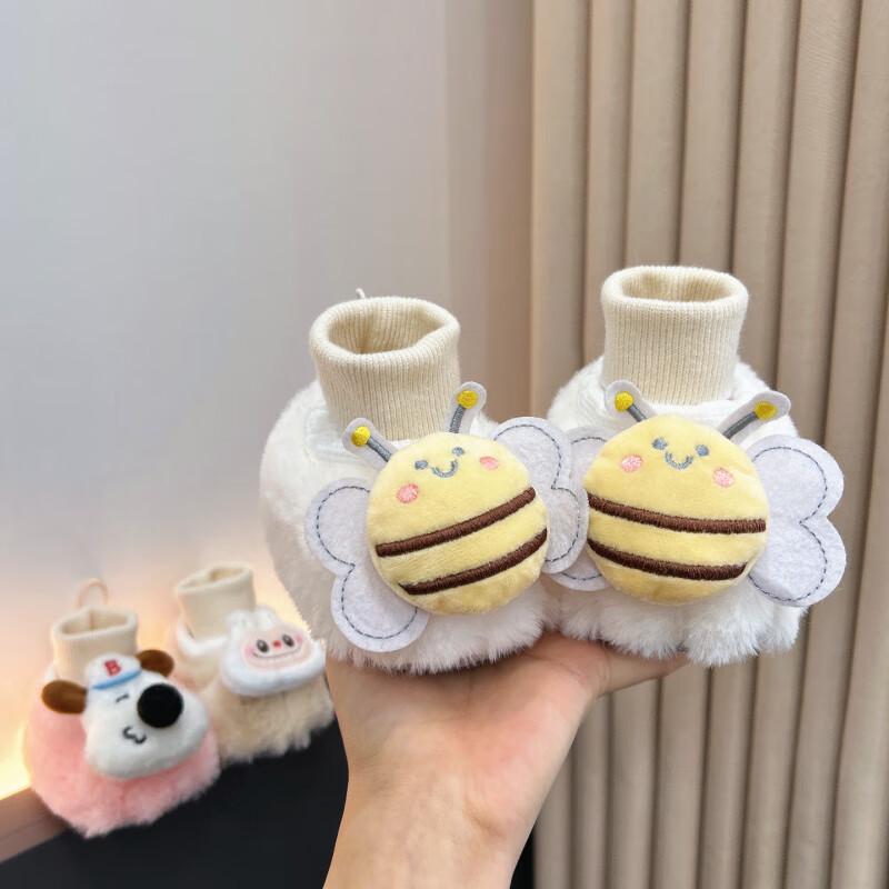 Newborn Baby Soft Sole Fleece-Lined Cartoon Shoe-Socks (0-1 Year, Unisex)