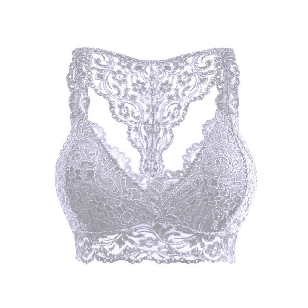 Lace Bralette with Removable Padding Wireless Design Floral Pattern Soft Fabric Stretch Fit Comfortable Support