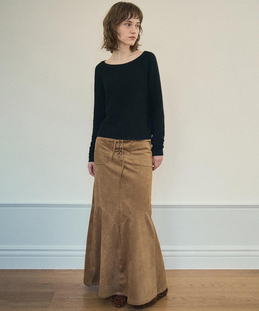 Aueonoseuteljia Eyelet Suede Mermaid Long Skirt_Taupe Beige(Oc25-Sk02)