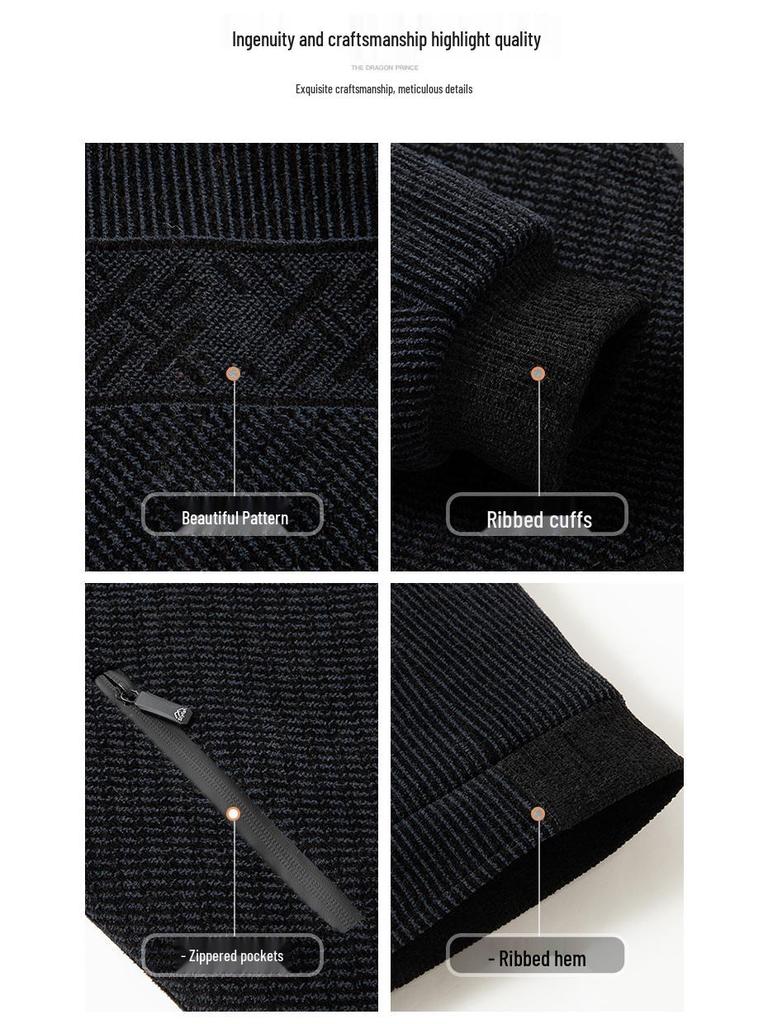 2025 Men's Plus Velvet Thickened Wool Coat - Autumn/Winter Style for Middle-aged and Elderly