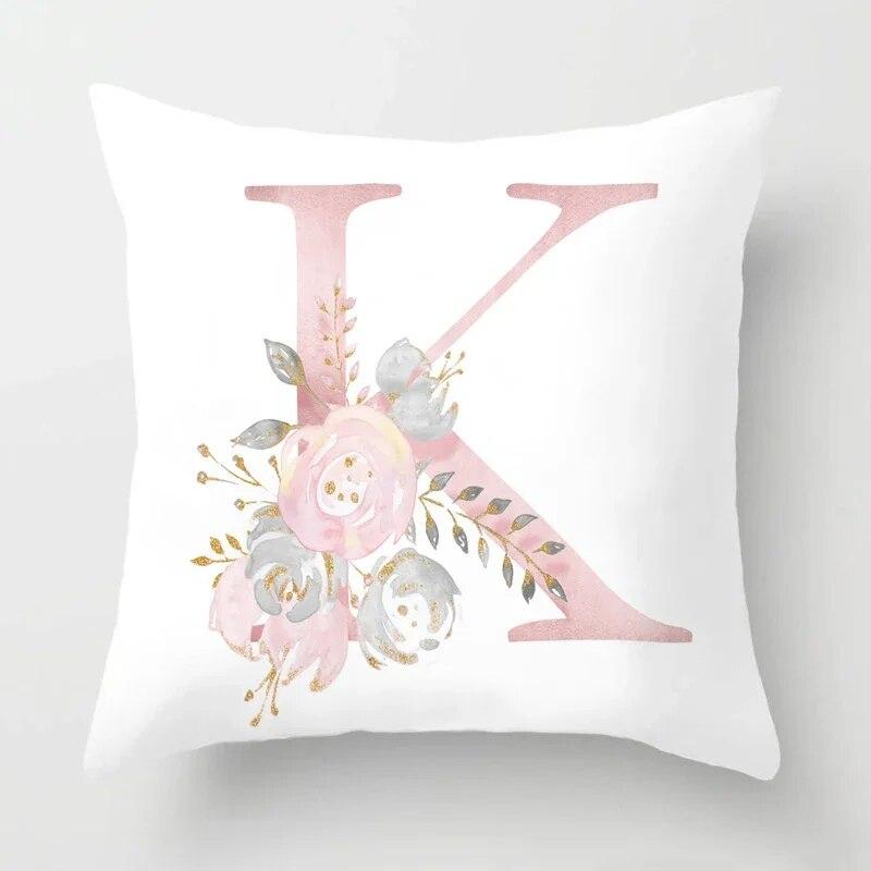 45x45cm Pink Rose 26 Letters Pillowcase Wedding Party Decoration Sofa Car Creative Ornament Couple Home Cushion Cover