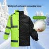 High-Speed Reflective Winter Cotton-Padded Raincoat & Pants Set for Outdoor Use