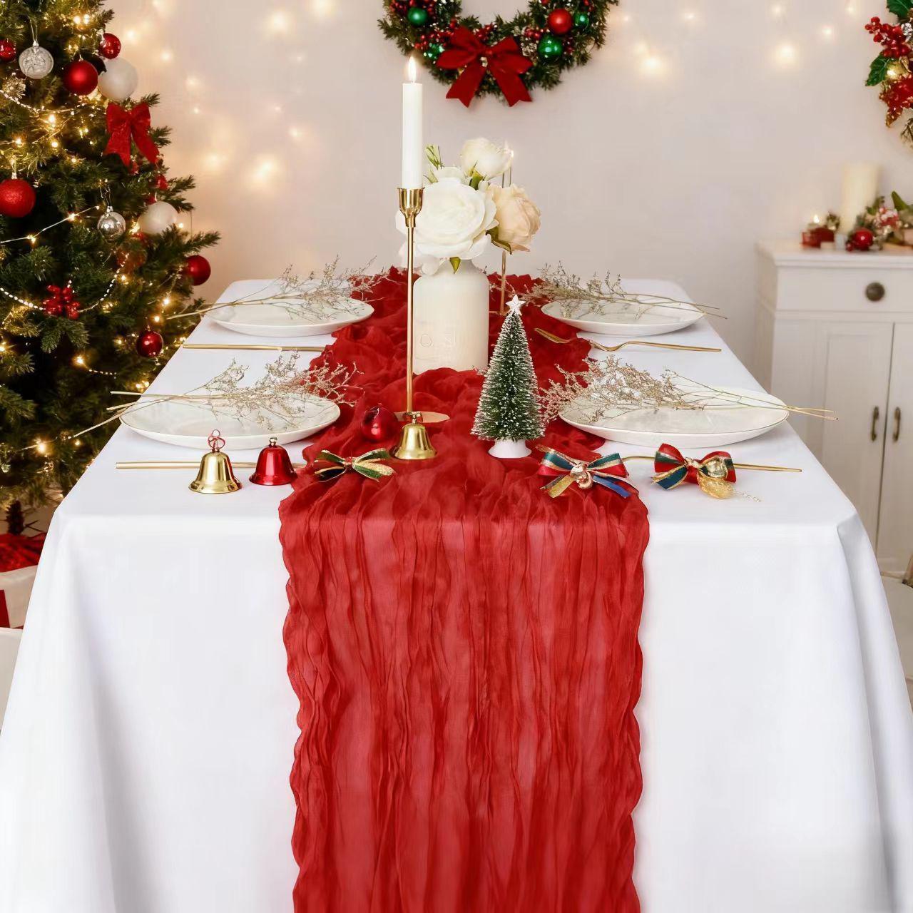 Богемный гофрированный марлевый скатерть-дорожка для свадеб, дней рождений и встреч 43x43 cm