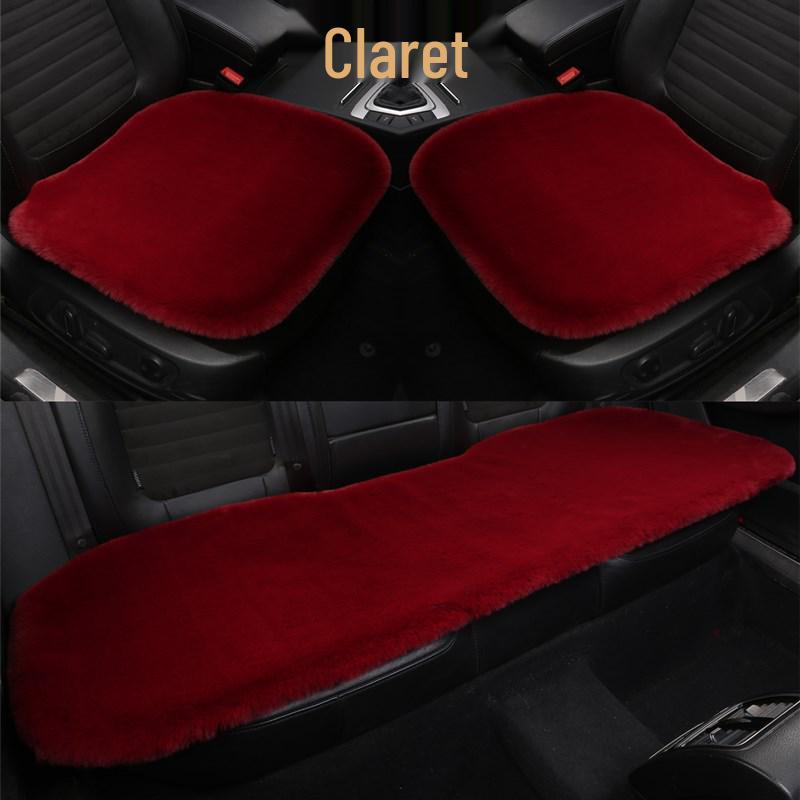 Rabbit Plush Winter Car Seat Cushion - Thick, Warm, No-Backrest, Universal Three-Piece Set