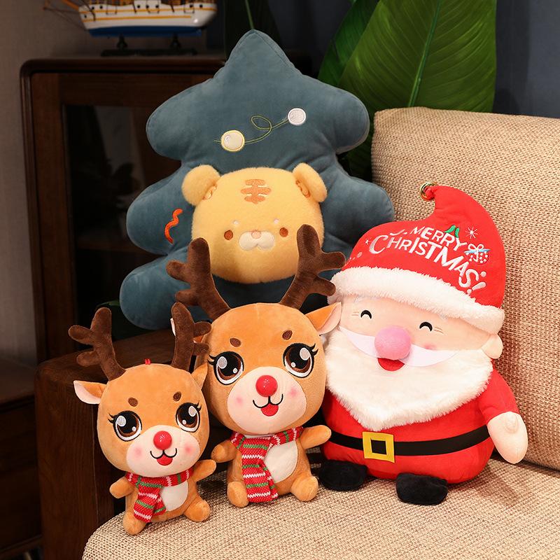 Santa Claus doll cute elk doll Christmas tree throw pillow rag doll Christmas children's gift
