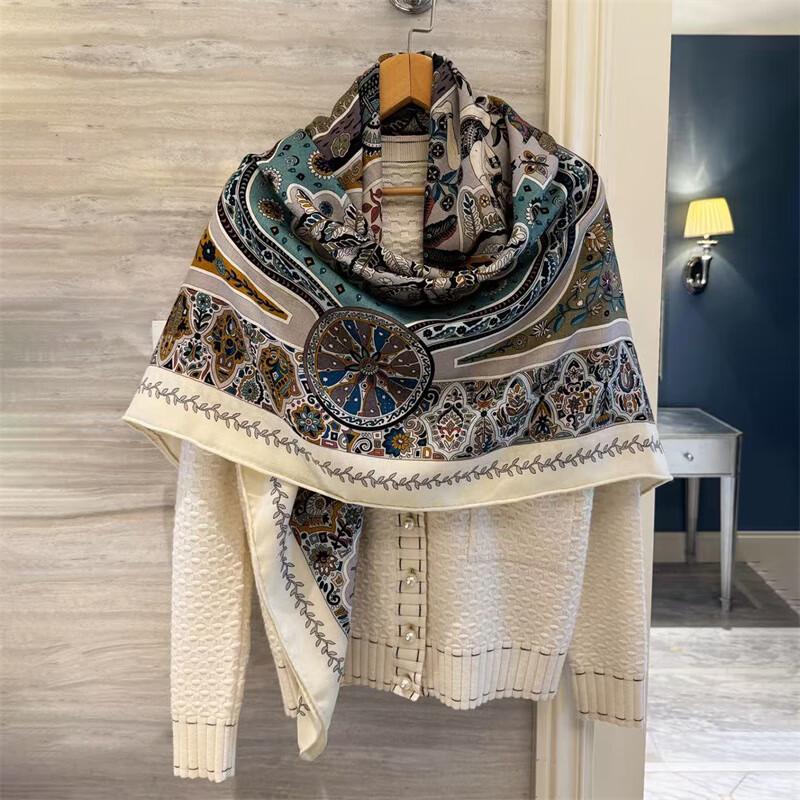 NINA SOLOR Double-Sided Silk Wool Scarf