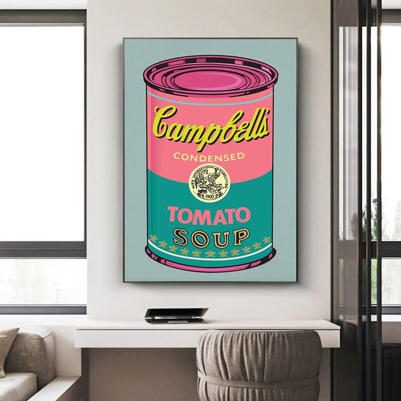 

Modern Campbell Soup Tomato Pink Pop Art Canvas Paintings Posters and Prints Wall Art Picture for Living Room Decoration Cuadros